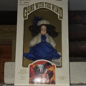 Collectible with Blue Dress and Dark Brown Hair